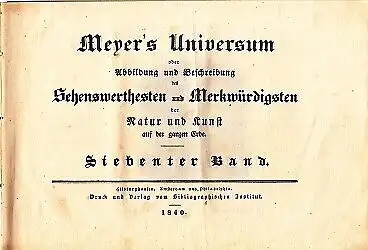 Buch: Meyer's Universum, Meyer, J. Meyer's Universum, 1840
