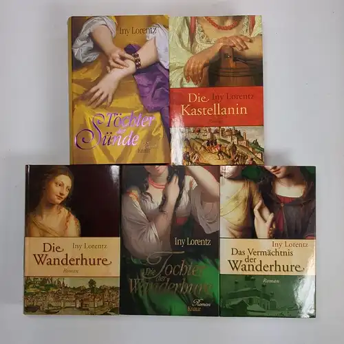 5 Bücher Iny Lorentz: Töchter der Sünde, Kastellanin, Wanderhure, 5 Bände, Knaur