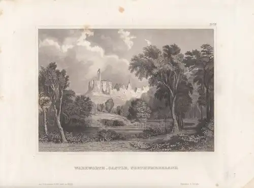 Warkworth-Castle, Northumberland. aus Meyers Universum, Stahlstich. Kunst 264735