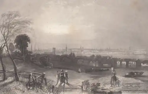 Manchester. aus Meyers Universum, Stahlstich. Kunstgrafik, 1850, gebraucht, gut
