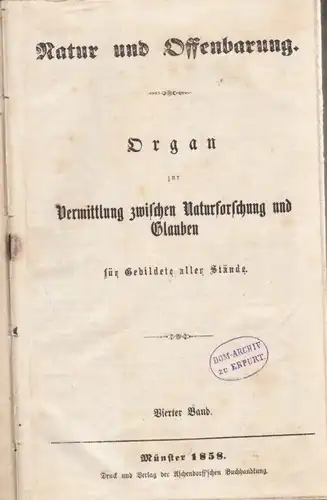 Buch: Natur und Offenbarung - Vierter Band. 1858, gebraucht, gut