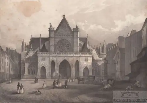 Kirche St. Germain D Auxerre. aus Meyers Universum, Stahlstich. Kunstgrafik