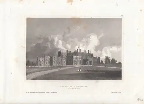 Eaton-Hall, Cheshire, England. aus Meyers Universum, Stahlstich. Kunstgrafik
