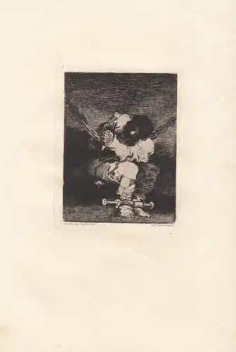 Radierung: Der Gefangene, Goya, Lucientes, Francisco de. Kunstgrafik