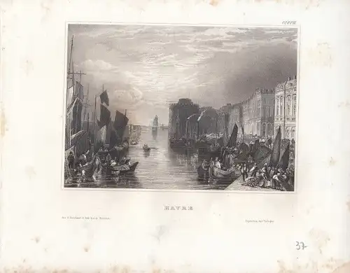 Havre. aus Meyers Universum, Stahlstich. Kunstgrafik, 1850, gebraucht, gu 265665