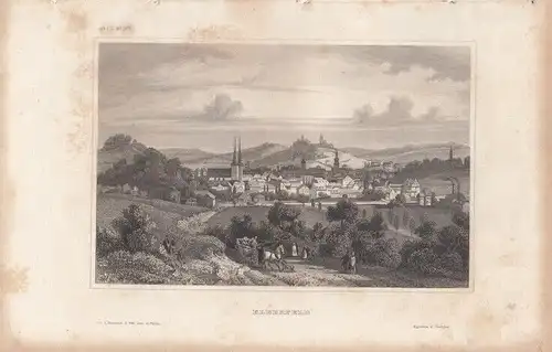 Elberfeld. aus Meyers Universum, Stahlstich. Kunstgrafik, 1850, gebraucht, gut