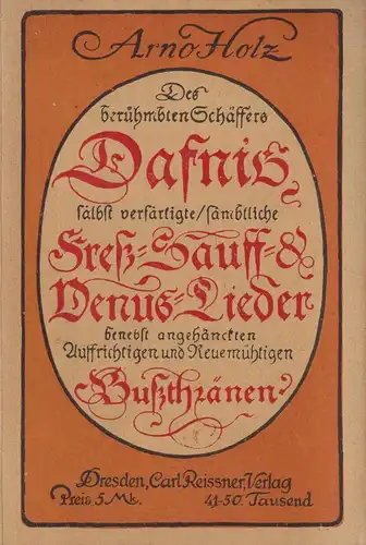Buch: Dafnis, Lyrisches Porträt aus dem 17. Jahrhundert, A. Holz, 1918, Reißner