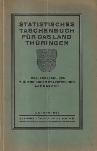 Buch: Statistisches Taschenbuch für das Land Thüringen 1929, Hermann Böhlau