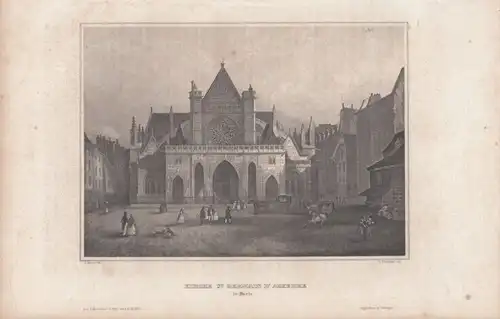 Kirche St. Germain D Auxerre in Paris. aus Meyers Universum, Stahlstich. 1850