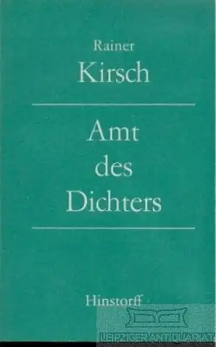 Buch: Amt des Dichters, Kirsch, Rainer. 1979, Hinstorff Verlag, gebraucht, gut