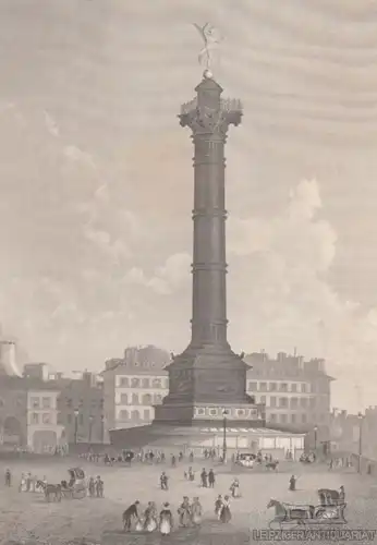 Die Juliussäule in Paris. aus Meyers Universum, Stahlstich. Kunstgrafik, 1850