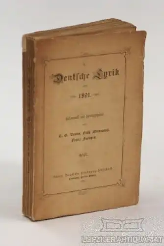 Buch: Deutsche Lyrik von 1891, Bruno, C.G. /Montanus, F. / Servaes, F. 1892