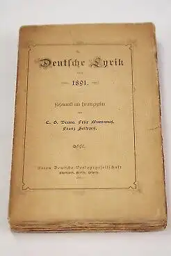 Buch: Deutsche Lyrik von 1891, Bruno, C.G. /Montanus, F. / Servaes, F. 1892