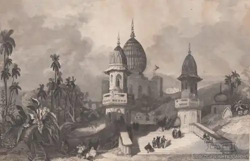 Der Grosse Tempel in Gokul. aus Meyers Universum, Stahlstich. Kunstgrafik, 1850