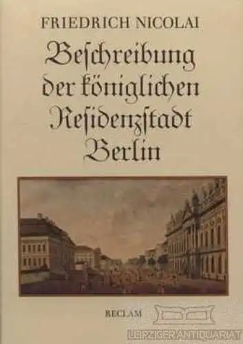 Buch: Beschreibung der königlichen Residenzstadt Berlin, Nicolai, Friedrich