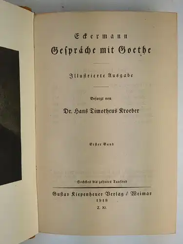 Buch: Gespräche mit Goethe. Johann Peter Eckermann, 1918, G. Kiepenheuer Verlag