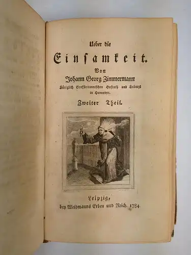 Buch: Ueber die Einsamkeit, Zimmermann, Johann Georg, 4 in 2 Bänden, 1784/85