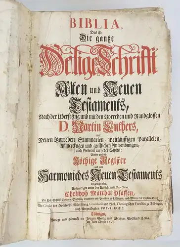 Biblia: Biblia - Altes und Neues Testament, Luther, Martin, 1729, Cotta