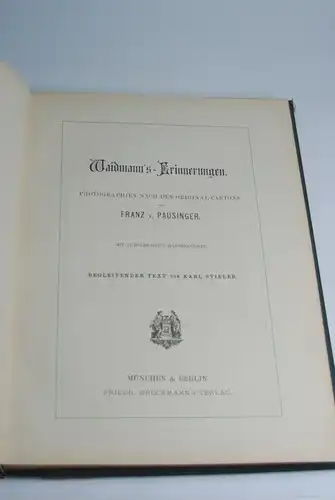 Buch: Waidmann's-Erinnerungen, Stieler, Karl, Friedr. Bruckmann's Verlag