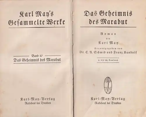 Buch: Das Geheimnis des Marabut, Karl May, Karl May's Gesammelte Werke, 1930