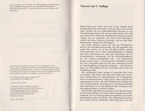 Buch: Einführung in die Sozialisationstheorie, Hurrelmann, Klaus, 1998, Beltz