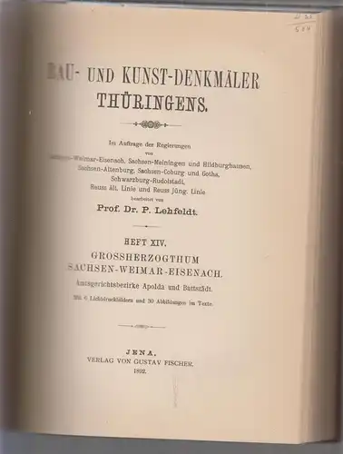 Buch: Bau- und Kunstdenkmäler Thüringens, Lehfeldt, 1888, 1891, 1992, 3 in 1 Bd.
