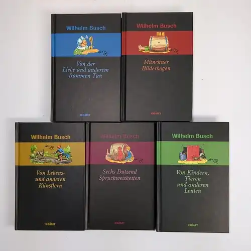 5 Bücher Wilhelm Busch, Bildgeschichten, Humor, Komet Verlag, 5 Bände