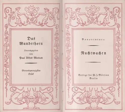 Buch: Nachtwachen, Bonaventura, W. J. Mörlins Verlag, Das Wunderhorn 24