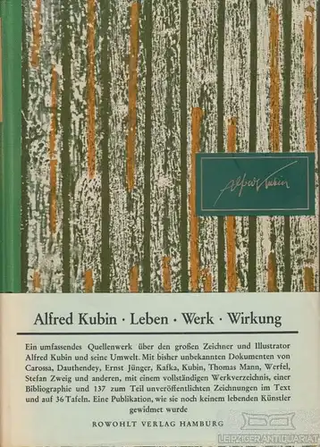 Buch: Alfred Kubin: Leben-Werk-Wirkung, Raabe, Paul. 1957, Rowohlt Verlag