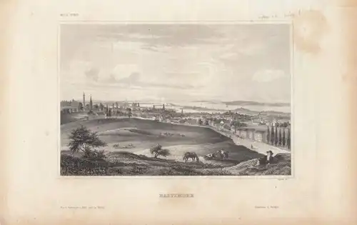 Baltimore. aus Meyers Universum, Stahlstich. Kunstgrafik, 1850, gebraucht, gut
