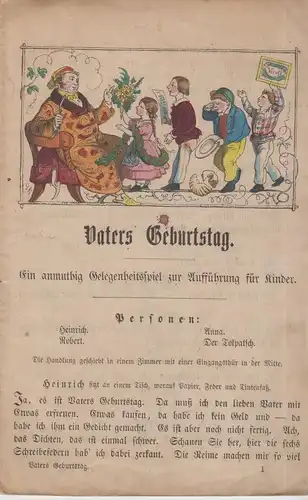 Buch: Puppen- und Kindertheater, daraus: Vaters Geburtstag, Geisler, ca. 1855