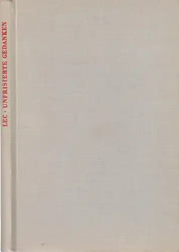 Buch: Unfrisierte Gedanken, Lec, Stanislaw Jerzy. 1980, Carl Hanser Verlag