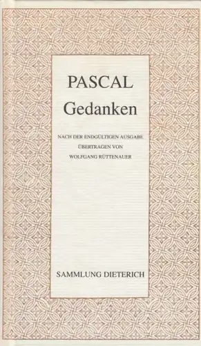 Sammlung Dieterich 7, Gedanken, Pascal, Blaise. 1997, Parkland Verlag