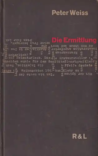 Buch: Die Ermittlung, Weiss, Peter. 1966, Verlag Rütten & Loening, gebraucht gut