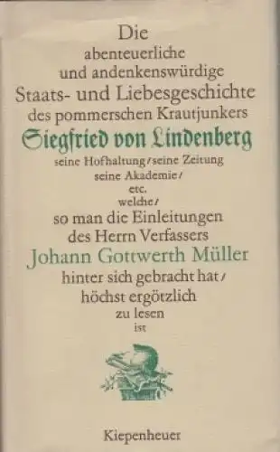 Buch: Siegfried von Lindenberg, Müller, Johann Gottwerth. 1976, Komischer Roman