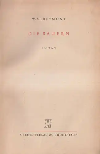 Buch: Die Bauern, W. St. Reymont, 2 Bände, 1954, Greifenverlag, gebraucht, gut