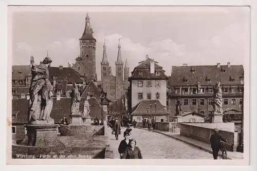 AK Würzburg, Partie an der alten Brücke, Postkarte, Cramers, gelaufen