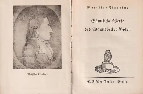 Buch: Sämtliche Werke des Wandsbecker Boten, Matthias Claudius, 3 Bände, Fischer