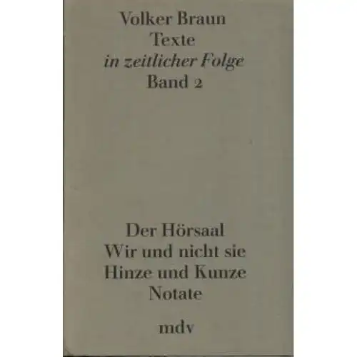 Buch: Texte in zeitlicher Folge Band 2, Braun, Volker. 1990, gebraucht, g 329378