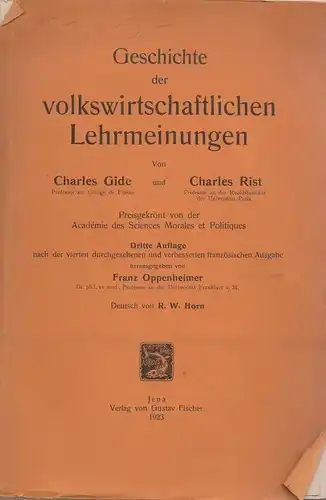 Buch: Geschichte der volkswirtschaftlichen Lehrmeinungen, Gide. 1923