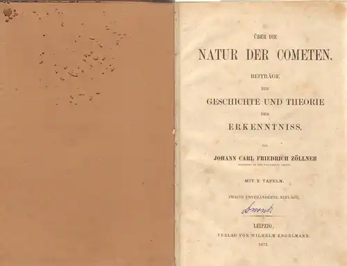 Buch: Über die Natur der Cometen, Zöllner, Johann Carl Friedrich. 1872