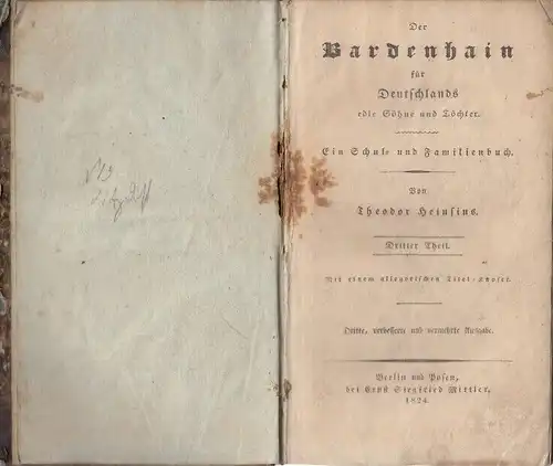 Buch: Der Bardenhain für Deutschlands edle Söhne und Töchter, Heinsius, Theodor