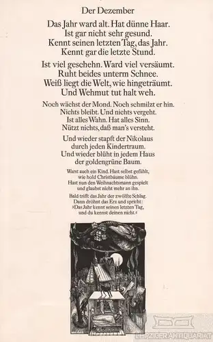 Holzstich: Der Dezember, Hirsch, Karl-Georg. Kunstgrafik, 1972, gebraucht, gut