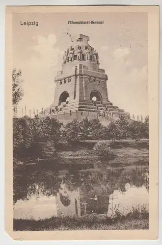 AK Leipzig. Völkerschlacht-Denkmal, 1913, Eckardt & Co., gelaufen, gebraucht gut