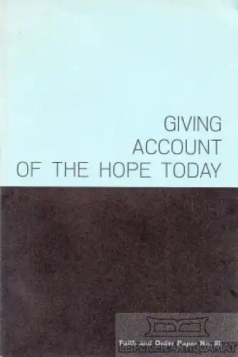 Buch: Giving account of the hope today, Schoneveld, Coos u.a. 1976, Eigenverlag