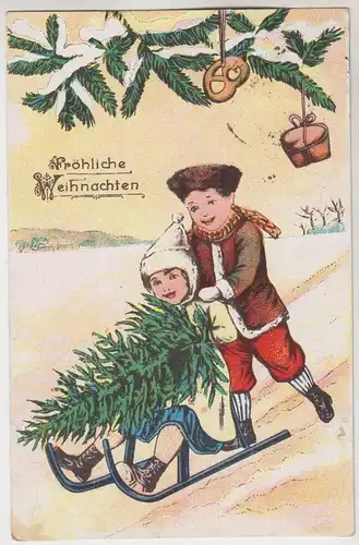AK Fröhliche Weihnachten, ca. 1914, gelaufen, gebraucht gut