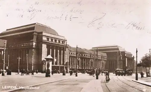 AK Leipzig. Hauptbahnhof. ca 1928, Postkarte. 1928, gebraucht, gut