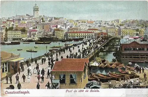AK Constantinople. Pont de cote de Galafa. ca. 1907, Postkarte. Ca. 1907