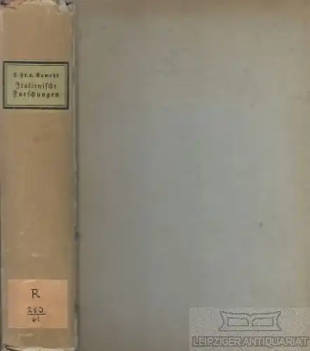 Buch: Italienische Forschungen, Rumohr, Carl Friedrich von. 1920