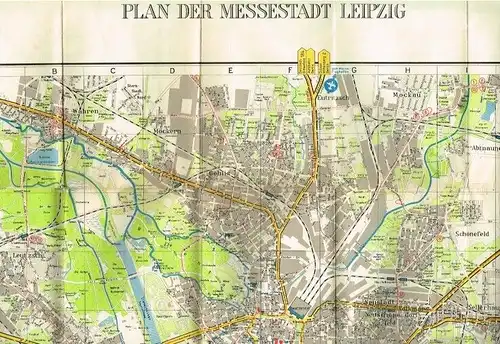 Faltkarte: Stadtplan der Messestadt Leipzig. 1959, Messe- und Musikaliendruck